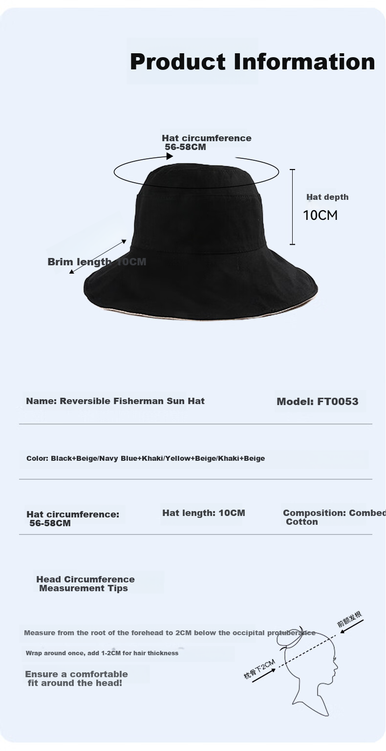 FitonTon Sun Protection Hat for Women, Summer Outdoor Beach Cycling Sun Hat, Versatile Double-Sided Fisherman Hat 9