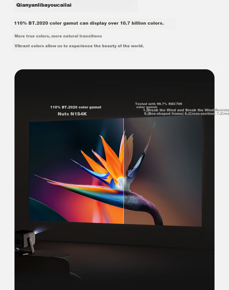 JMGO N1S 4K Special Edition Tri-Color Laser PTZ Projector Home Use 1500 CVIA High Brightness 4K Ultra HD Smart Home Theater National Subsidy 38 Goddess Festival Gift 9