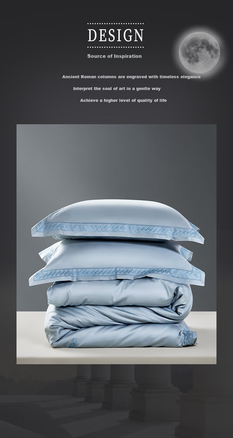 FUANNA Home Textiles, 120s Pure Cotton Four-Piece Set, Double-Thread Long-Staple Cotton Sateen, King-Size Bed Sheet And Duvet Cover, 230*229cm 2