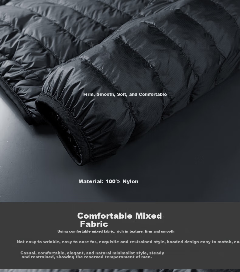 JEEP SPIRIT Lightweight down Jacket for Men, Winter Casual Hooded Coat with Duck Down, Warm And Windproof, Black, XL 5