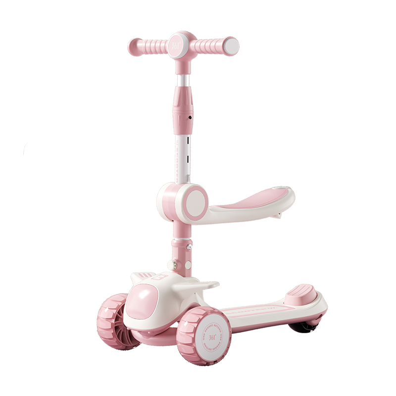361° Kids Scooter Baby Ride-on Scooter Kick Scooter for Ages 2-5-8 Sakura Pink (Deluxe Gift Set + Basket)