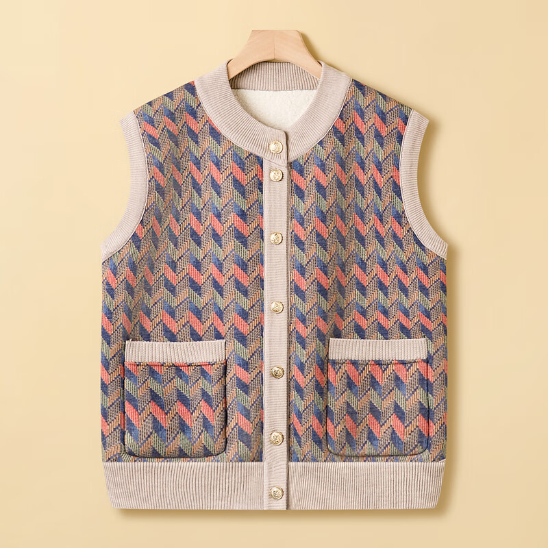 Fengxiao Women's Autumn Winter Fleece Vest Jacket 2025 New Middle-aged and Elderly Grandma Sleeveless Coat