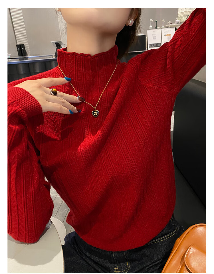 YUZHAOLIN Apricot Half Turtleneck Base Shirt Women's Little Chanel Style Inner Wear 2025 Autumn Winter New Sweater Knit Top 27