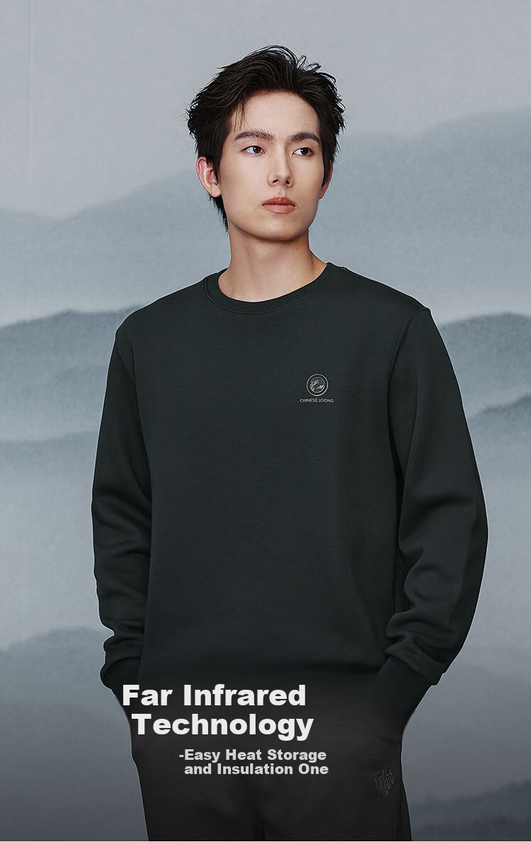 HLA Men's Autumn Sweater 25 Chinese Dragon Round Neck Far Infrared Long Sleeve Men's 3
