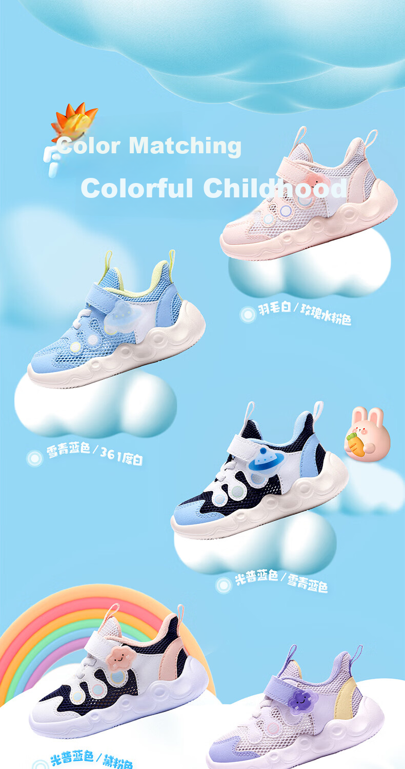361° Children's Shoes, Toddler Walking Shoes, Summer 2026, Boys And Girls, Baby Soft-Soled Shoes, Breathable Infant Shoes, Blue, Size 27 7