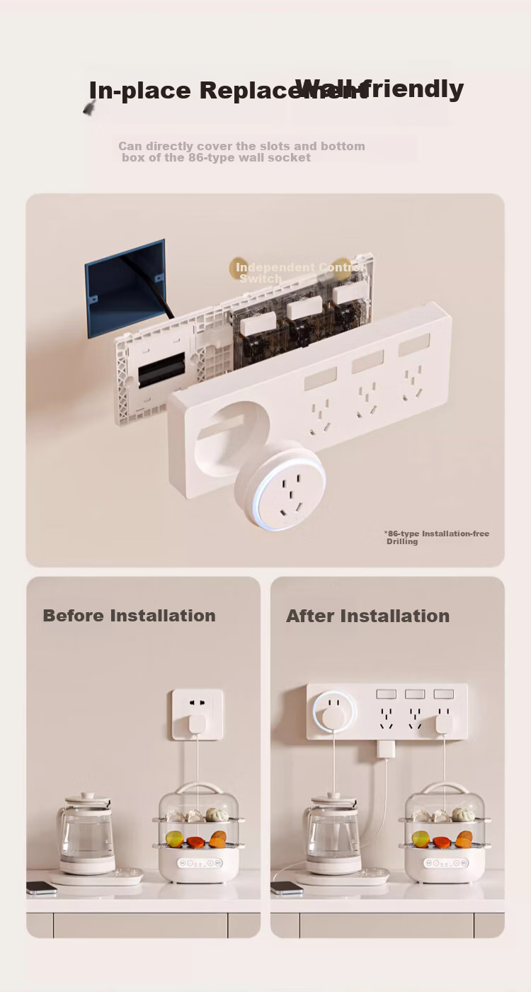 AUX 86-Type Expandable Socket Kitchen Extension Multi-function Converter Concealed Household Switched Power Strip 21-Hole Rightward Expansion White 3