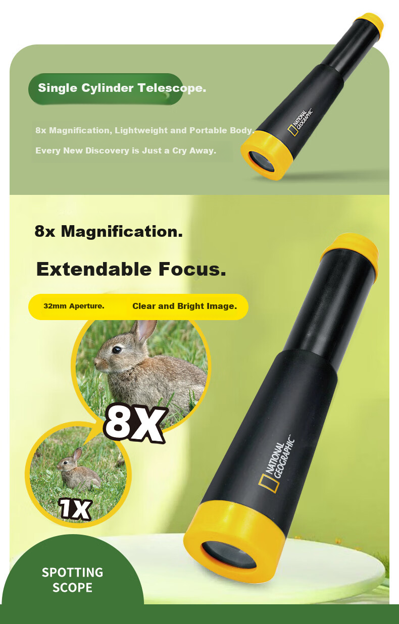 National Geographic Kids Monocular Telescope Children's Camera Walkie Talkie Outdoor Travel Gift Set 9