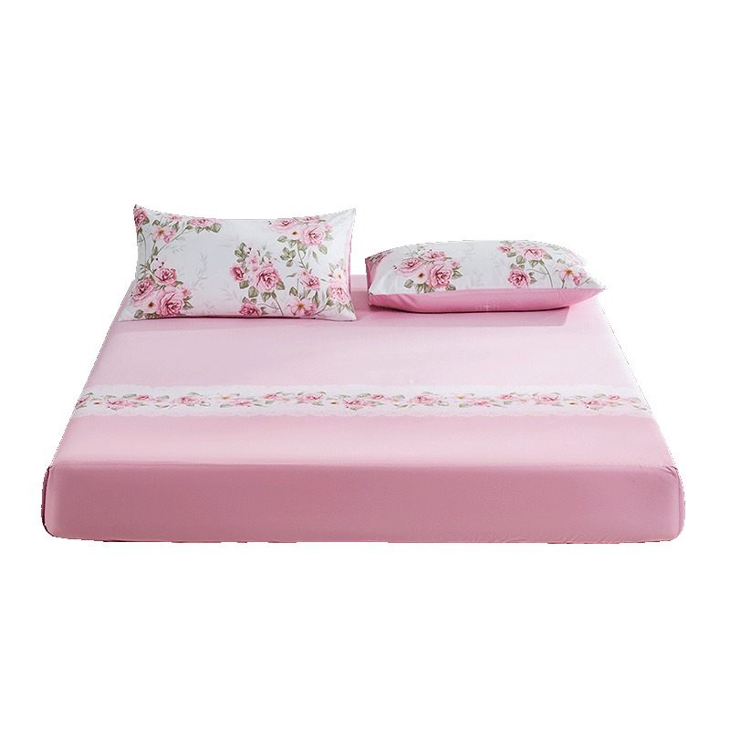 Fuanna Single Cotton Fitted Sheet 100% Pure Cotton Protective Cover Double Extra Large 180*200cm Pink