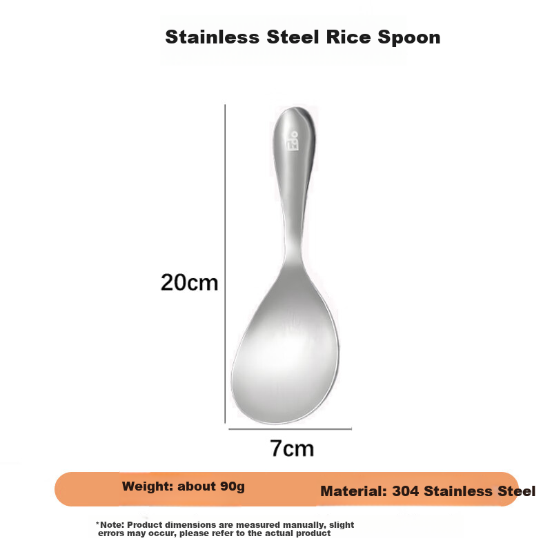 Edo 304 Stainless Steel Rice Spoon, One-Piece Molded Serving Spoon, Non-Stick Rice Scoop for Home And Canteen Use, Serving Spoon with Soup Ladle