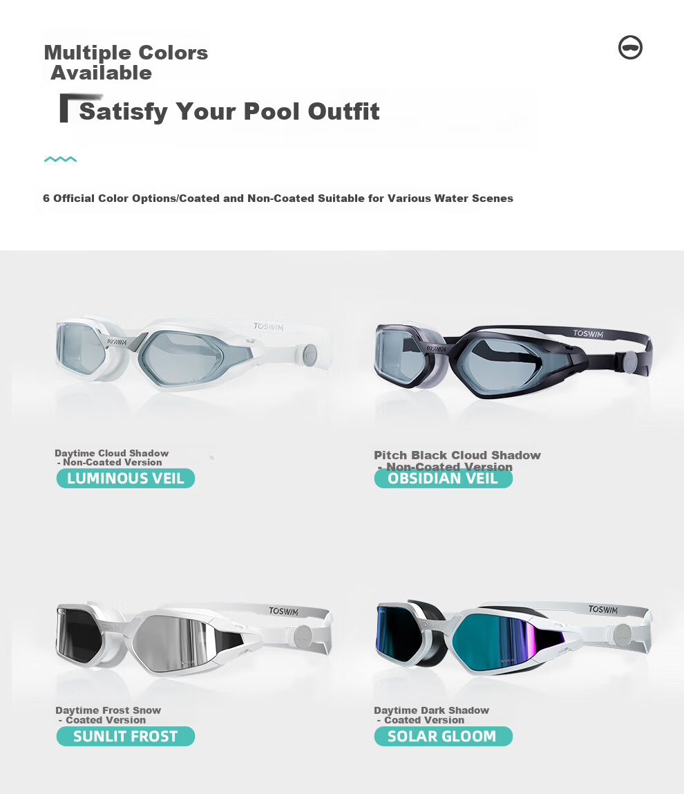 TOSWIM Myopia Swimming Goggles for Men And Women, High Definition Anti-Fog, Left And Right Prescription Available, Swimming Goggles with Single Lens, Silver Coated Film, -6.00 Diopters 9