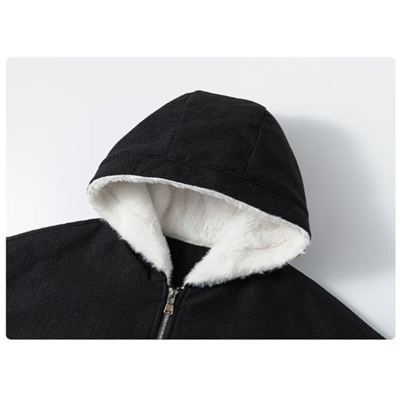 NASA MARVEL Men's Autumn Winter Fleece-Lined Hooded Cotton Jacket Thickened Warm Casual Coat Glacier Gray L