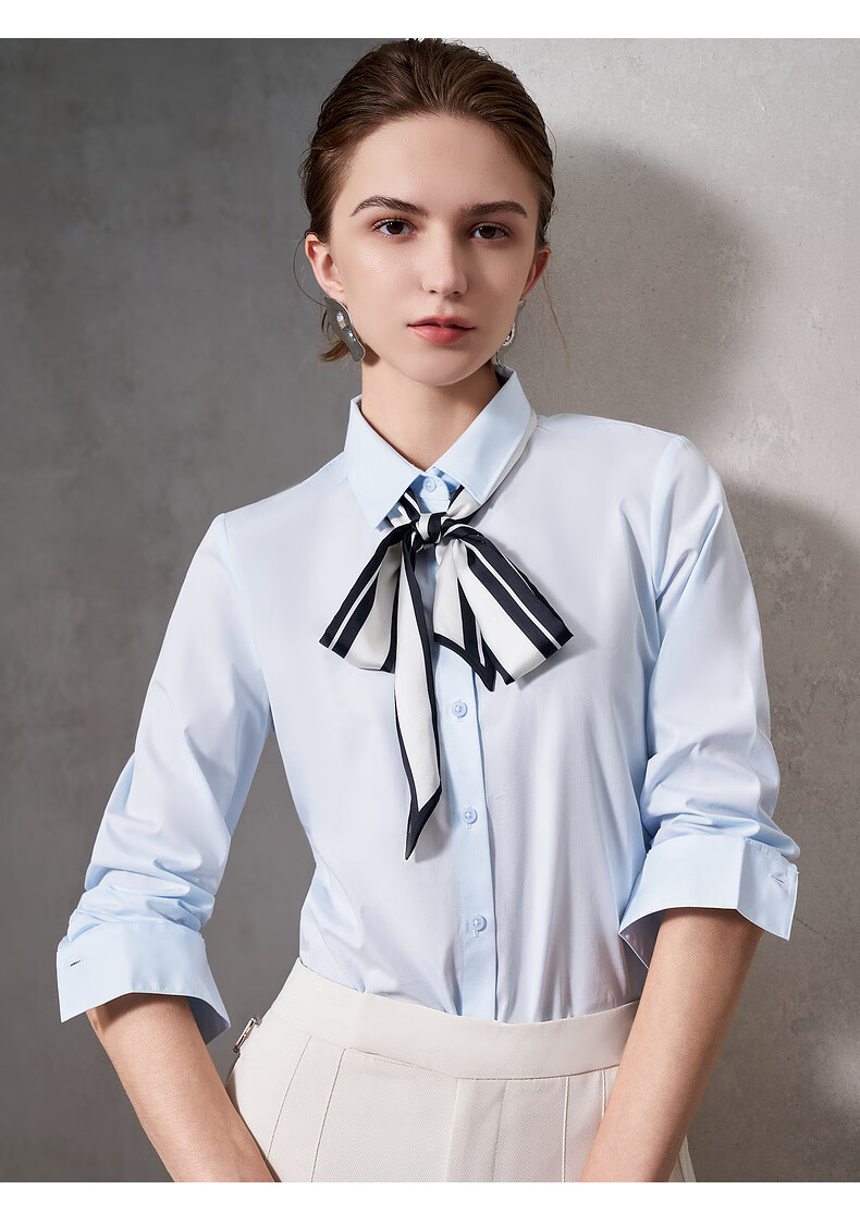G2000 Women's 2025 Autumn Winter Commuter Long Sleeve Shirt with Tie Delivery/Cotton Blend/Mall Same Style 5