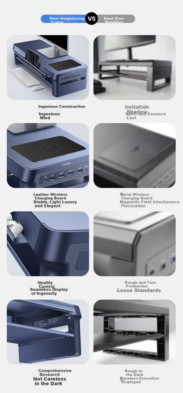 Luwei Computer Monitor Stand, Laptop Riser, Office Desk Height Increase, Front Phone Holder, Wireless Charger, PD Fast Charging, USB 3.0 Expansion, ZW0841-JD 2