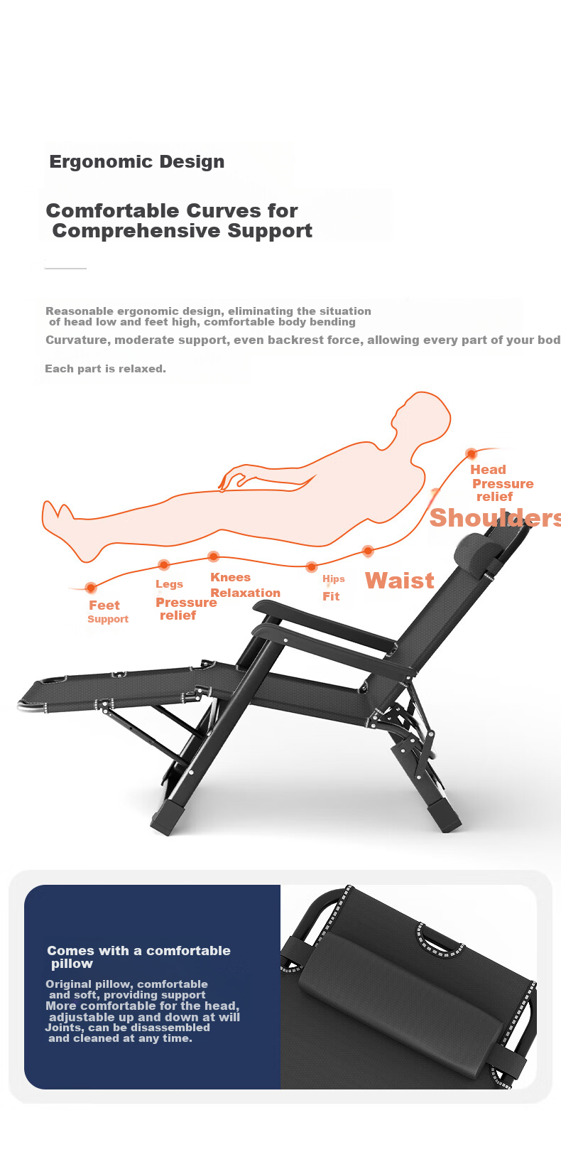 Wenna Folding Chair Bed, Office Nap Bed, Single Bed, Nap Chair, Sleeping Chair, Accompanying Care Bed, Camp Bed, Thickened Cotton Pad 7