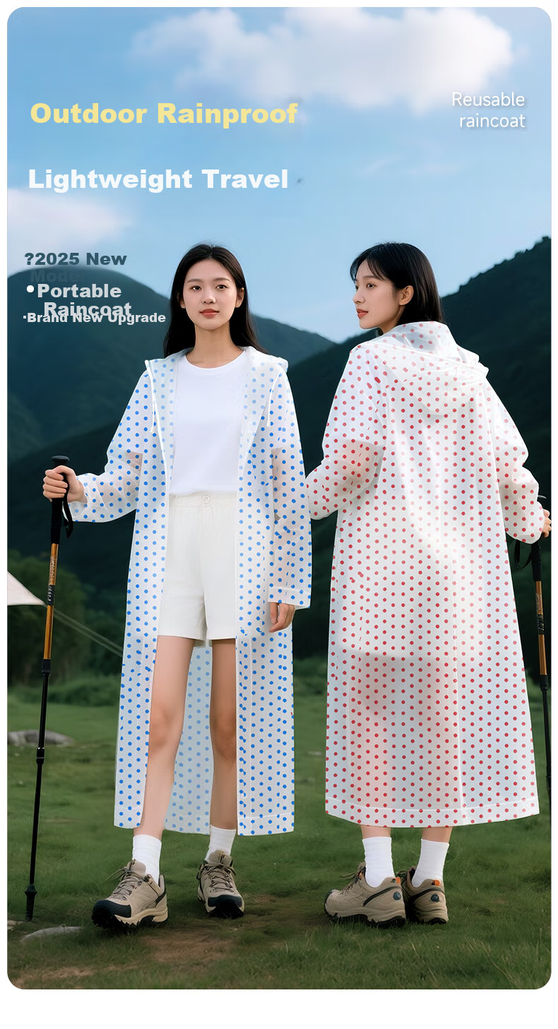 AIKANGNI Disposable Raincoat, Thickened, Portable, Heavy Rain Protection, Long Style for Electric Bikes, Adult Raincoat, High Aesthetic Value, Polka Dot Blue 5