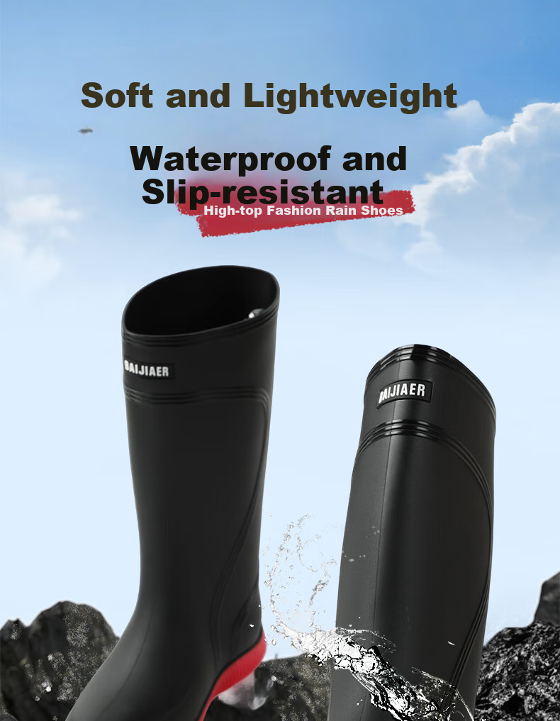 FOOTOPPO High-Top Rain Boots for Men, Non-Slip Waterproof Boots, Durable Overshoes, Outdoor Work Safety Water Shoes, Rubber Shoes for Me 1