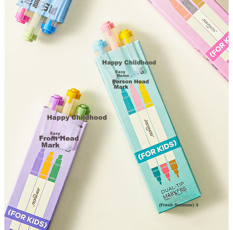 Merrytimes Childhood Visible Window Fluorescent Highlighters for Kids, Primary and Middle School Students, Dual-Ended Colorful Quick-Dry Non-Bleed Eye-Friendly Non-Toxic Stationery, 6-Pack 10