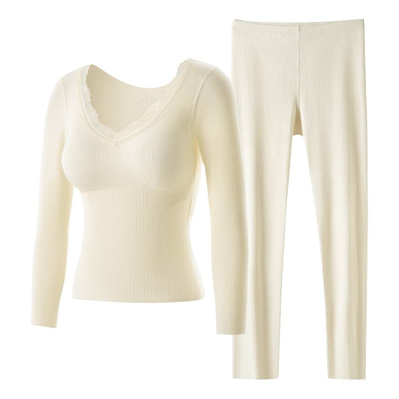 DUOQINGMAO Thermal Underwear 2025 Autumn Winter New Silk Cashmere 10A Antibacterial Slim Fit Waist Enhancing Champagne 2XL