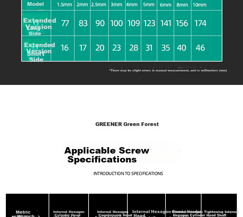 GREENER [GREENER Master] Series Hexagonal Wrench Set, Household Six-Sided Flat Ball Head SCNIM + High-Hardness Material 9