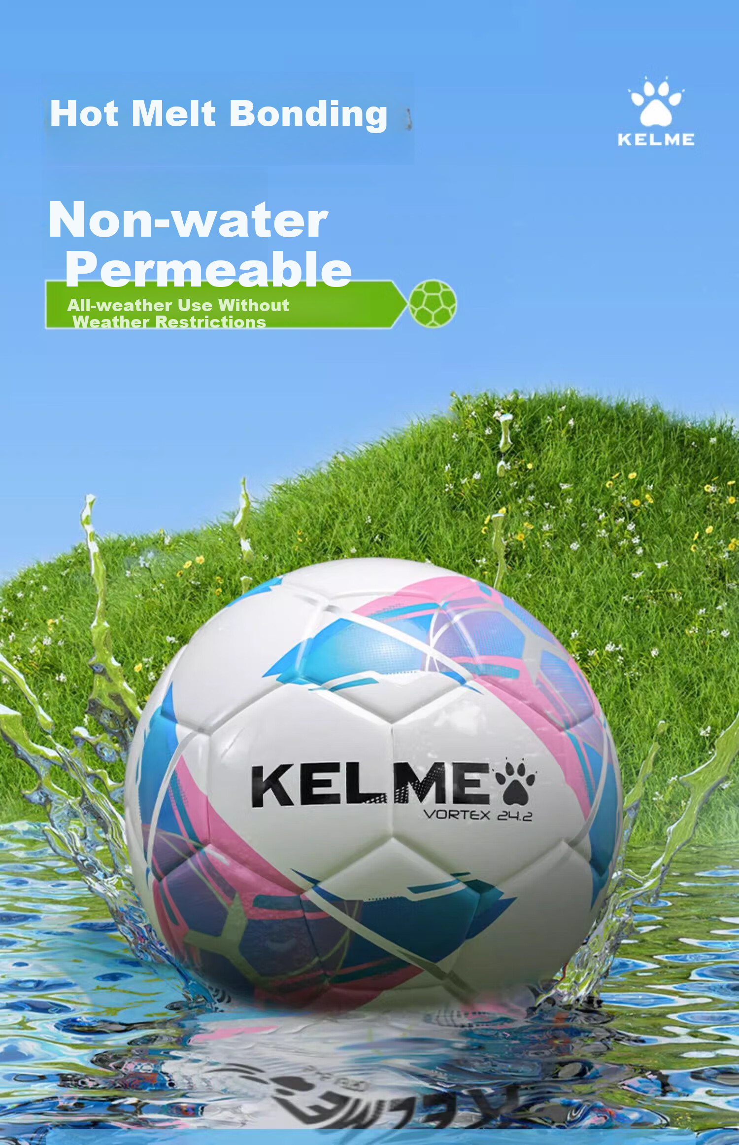 KELME Hot-Melt Soccer Ball for Youth Professional Competition Training, Wear-Resistant Standard Size 4 Ball, Navy Blue And Red, Size 4 7