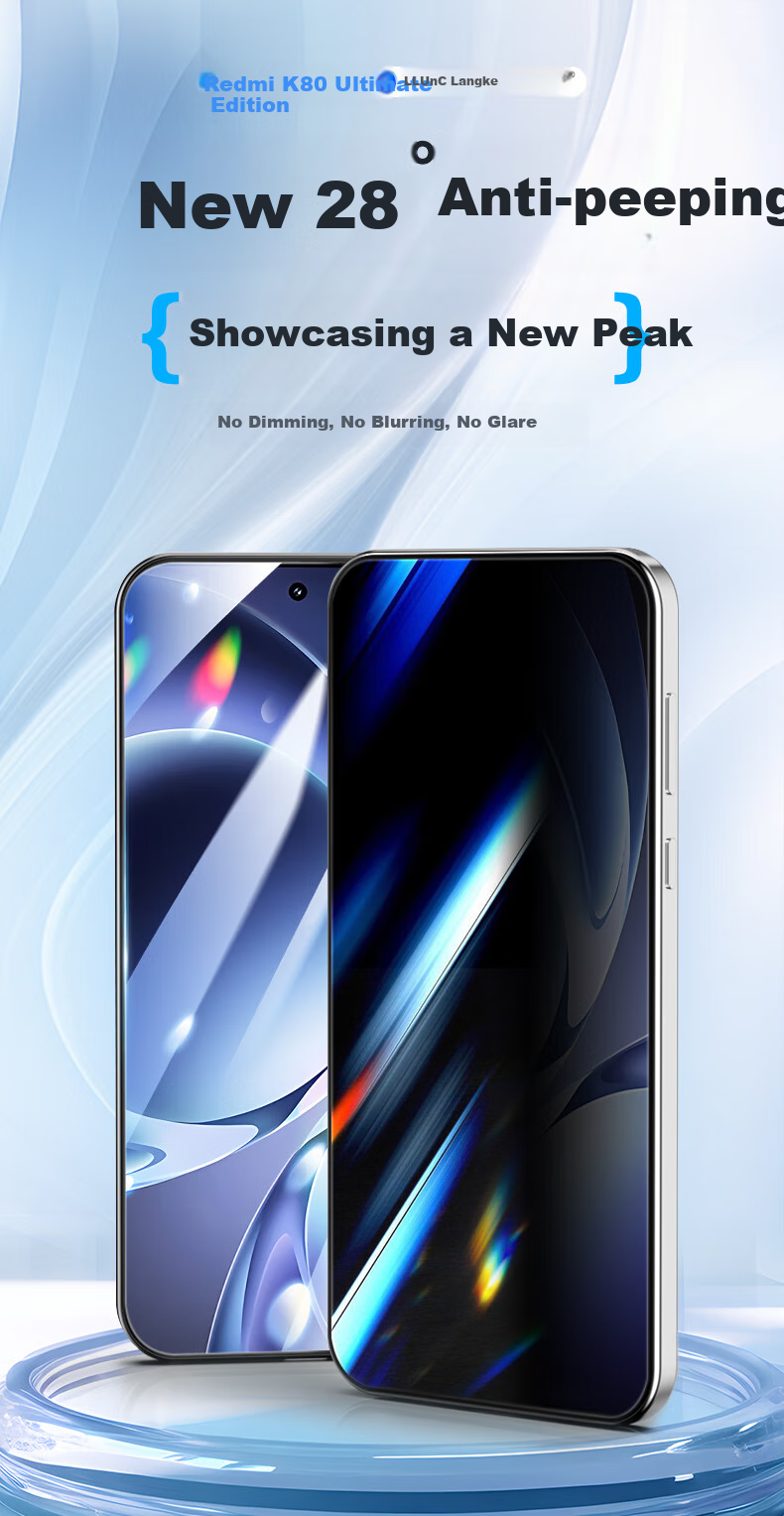LLUNC [2-Pack] Privacy Screen Protector for Redmi Turbo 5 Max/K80 Pro, Full Coverage Tempered Glass Film, Ultra-Thin Anti-Fingerprint Anti-Peeping Anti-Drop Protective Film for K80 Pro Smartphone 2