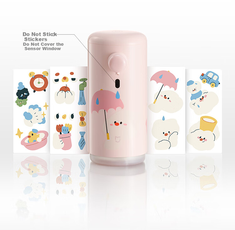 Mijia Xiaomi Automatic Hand Washing Set Cute Edition, Peach Pink Rechargeable Foam Antibacterial Automatic Hand Sanitizer Machine with Sensor, Recommended for Kitchen Bathroom Children's Gift 3