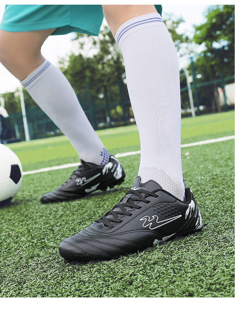 Shuangxing Men's TF Soccer Shoes, Black, Size 35, Adult and Youth Professional Training and Competition Cleats for Children and Students 7