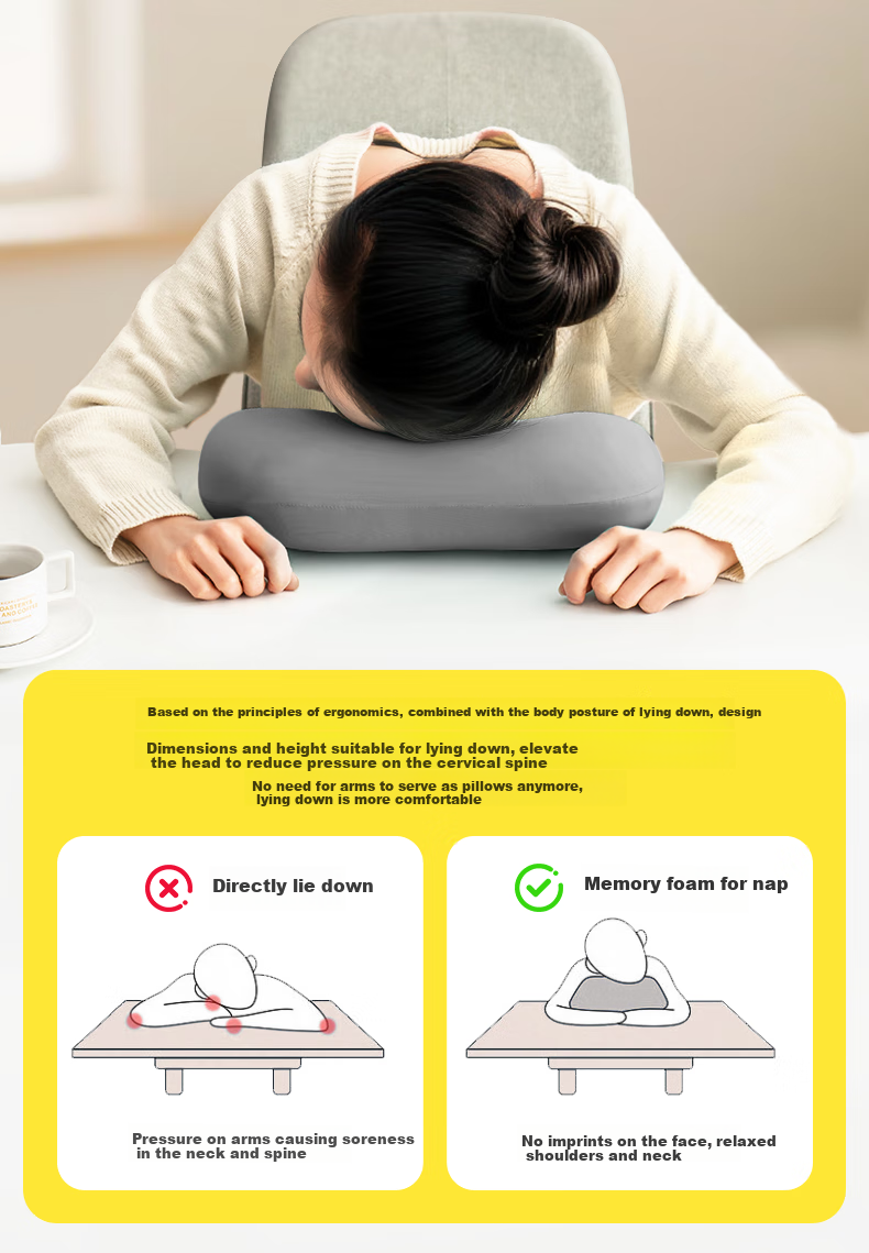 WITGOER Nap Pillow, Small Cushion, Hug Pillow, Backrest, Waist Pad, Nap Aid, Sleeping Tool, for Office, Students, Car Travel, Portable 16