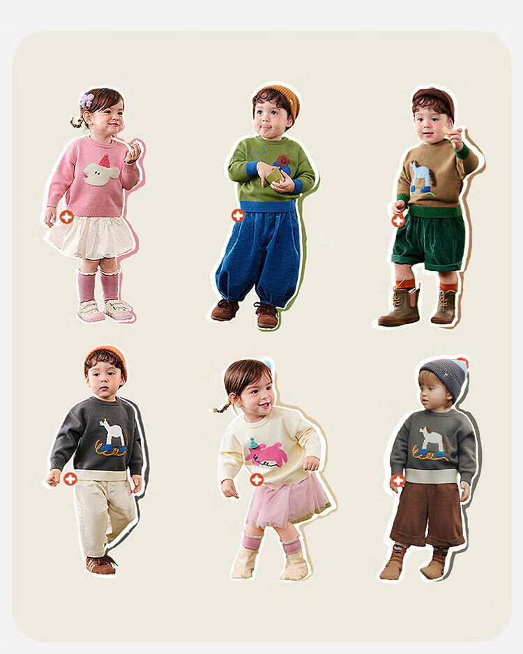 Minibala Bala Boys and Girls Sweater 2025 Winter Baby Embroidered Knitwear Infant Pullover Outerwear Sweater 1