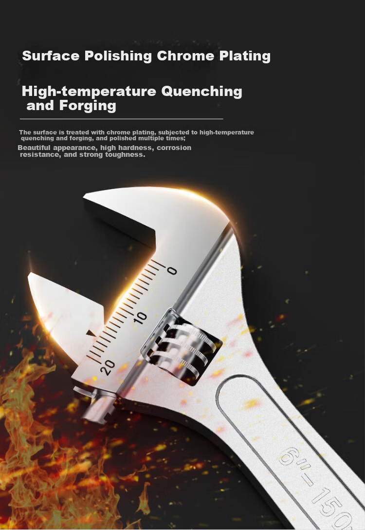 No.1 Factory 12-Inch Adjustable Wrench Set Multi-Functional Large Opening Plastic Coated Adjustable Spanner Tool 3