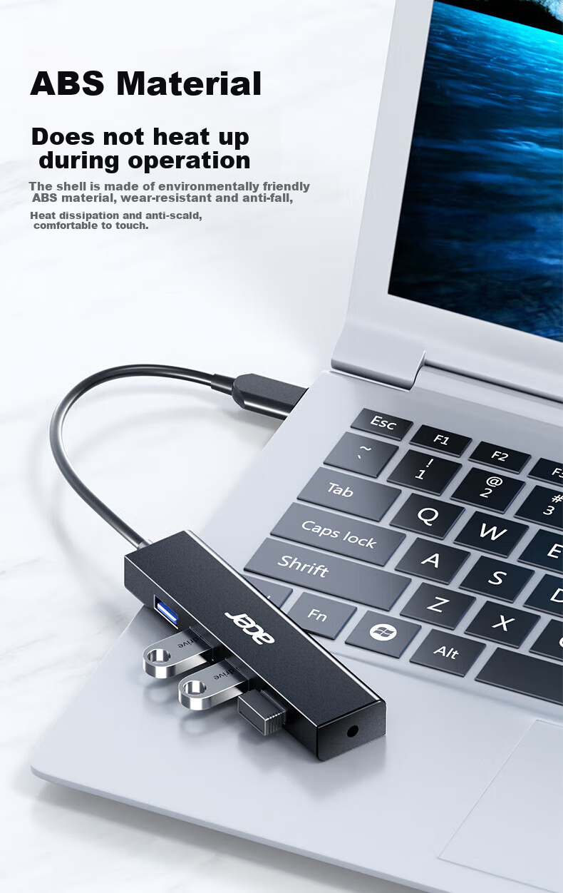 Acer USB 3.0 Hub, Expansion Dock, High-Speed 4-Port Hub Adapter, Compatible with Desktop Computers And Laptops, Multi-Port Converter, Extension Cable, 1 Meter 12