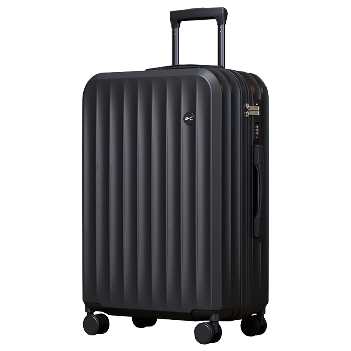 Huili Luggage, Carry-On Suitcase for Women, Trolley Suitcase for Men, Leather Suitcase, Small Password Lock Travel Case with Cup Holder, 20-Inch Black