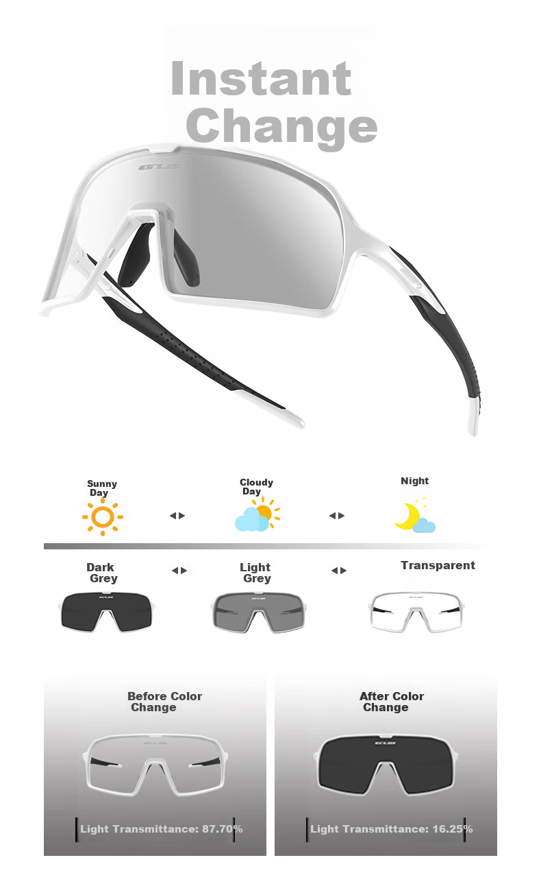 GUB Cycling Glasses, Anti-Glare Photochromic, Day And Night Use, for Men And Women, Eye Protection, Road Bike, Myopia, Windproof, Sand-Proof 3