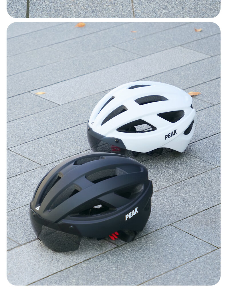 Peak Integrated Cycling Helmet with Goggles Unisex Mountain Road Bike Matte Black 16