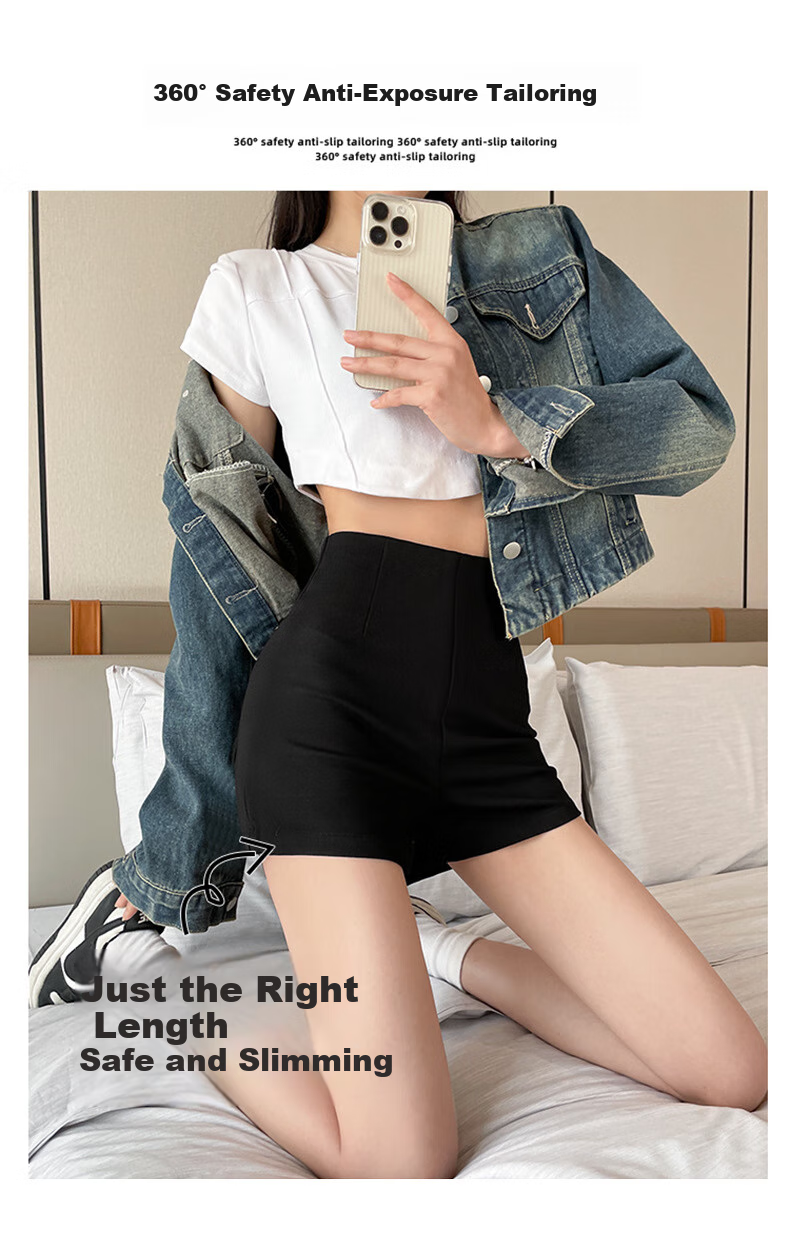 LangSha Black Suit Shorts for Women, 2026 New Style, Slim-Fit Base Layer, High-Waisted, Slimming A-Line, Petite, Hot Pants for Trendy Girls 5