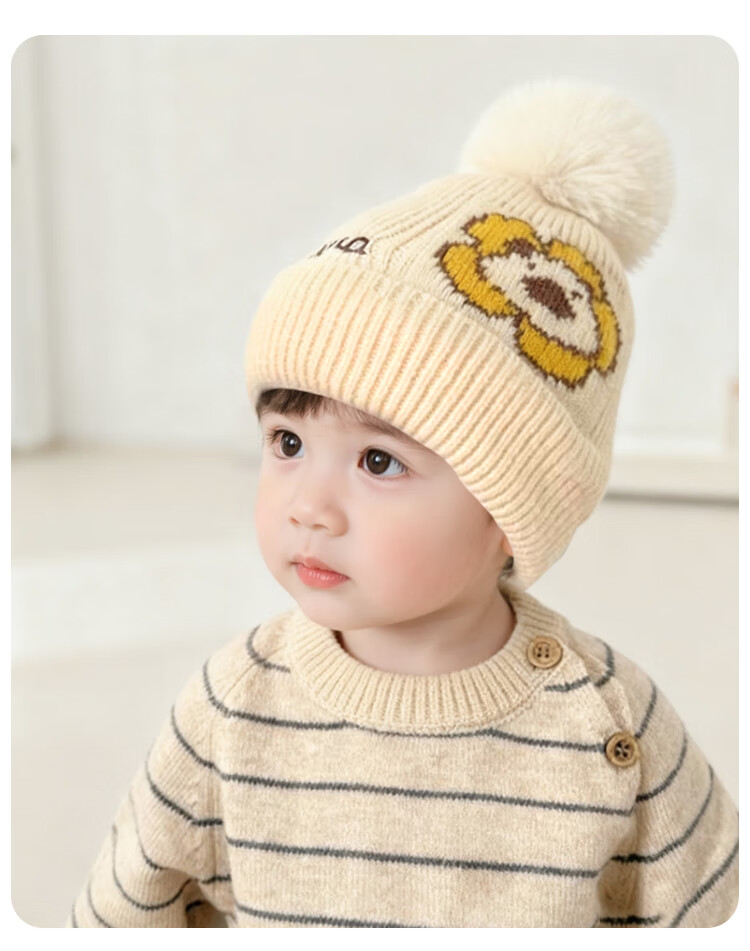 9i9 Baby Hat Spring Autumn Thickened Ear Protection Knitted Windproof Hat Unisex Kids A167 Kapi 3