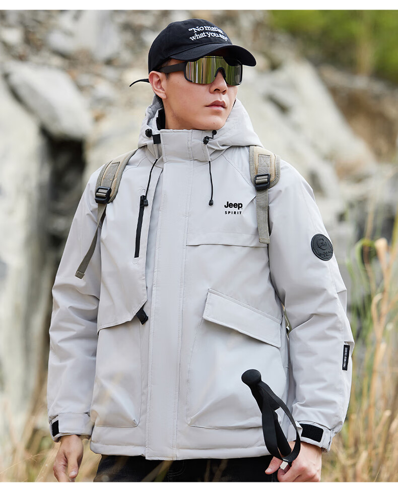 JEEP SPIRIT Men's Thickened Warm Cotton Padded Jacket Autumn Winter Outdoor Cotton Coat Cotton-Padded Jacket 4
