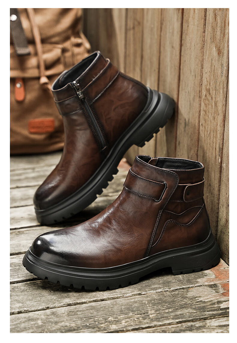 Bull Family Martin Boots Men Autumn Winter New British Style Casual Short Boots Trendy Fashion Work Boots Men's Chelsea Boots 13