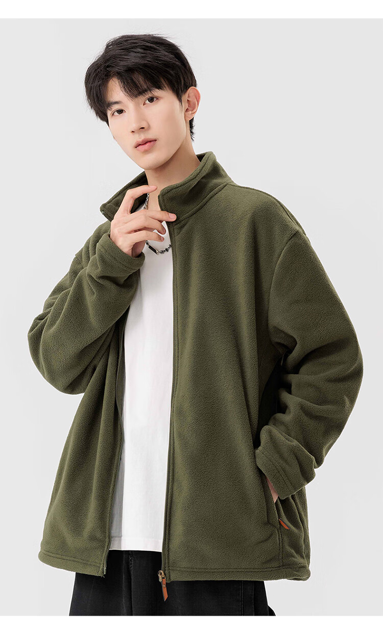 JEEP SPIRIT Men's Fleece Jacket Autumn Winter Casual Outdoor Jacket 2438 Gray M 3