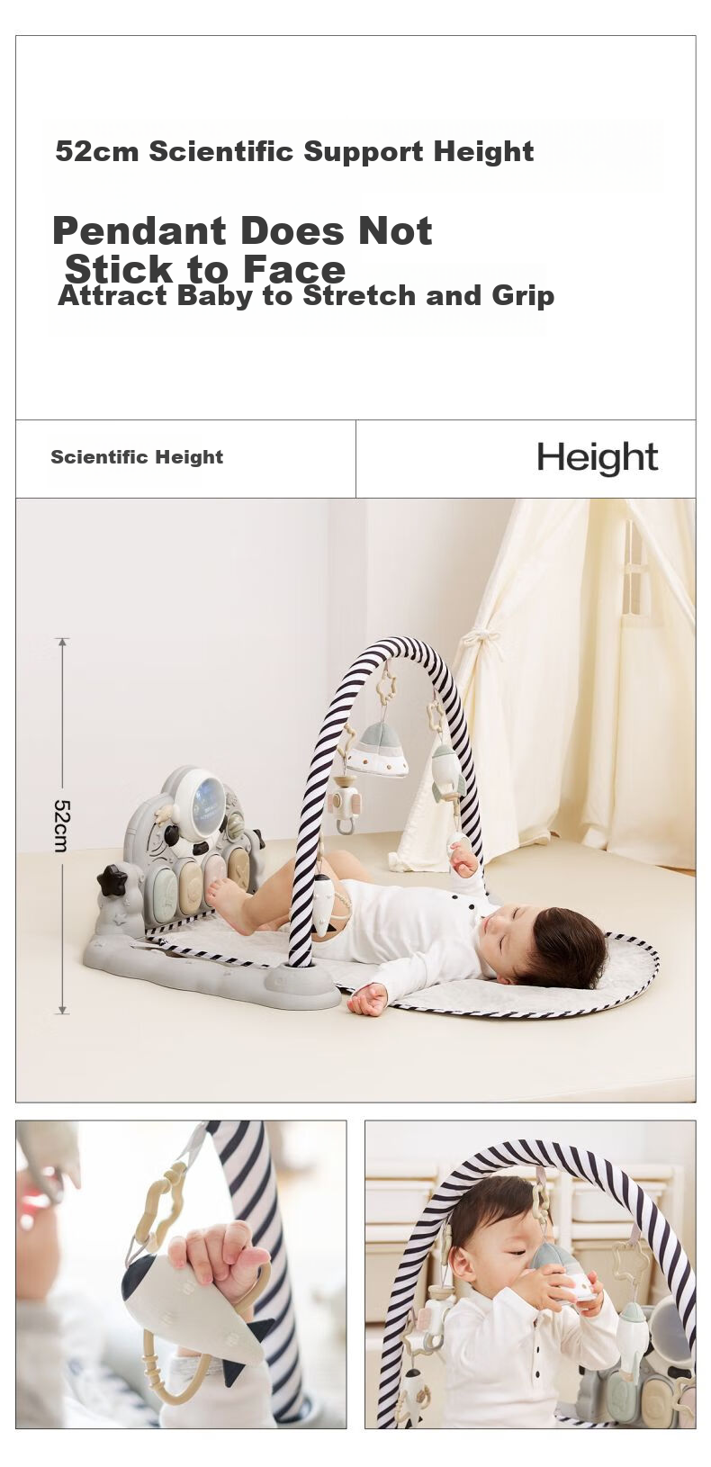 BEIESTATE Astronaut Baby Gym Frame, 0-6 Months Newborn Welcome Gift, Piano Foot Pedal Gym Frame, Infant Toy 7