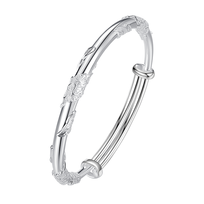 Sino Gem Solid Pure Silver Women's Bracelet 30g±1g Authentic Silver Jewelry Birthday Gift for Wife Mom Girlfriend