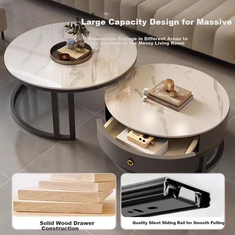 Gupujia Rock Slab Coffee Table, Living Room Modern Minimalist Light Luxury Small Apartment Reception Tea Table, Sofa Glass Side Table, Balcony Small Corner Table 3