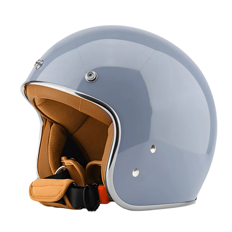 V Electric Motorcycle Helmet 3C Certified Unisex Commuter Safety Helmet Four-Season Lightweight Riding Retro Half Helmet Gray Blue Fits 57-60CM