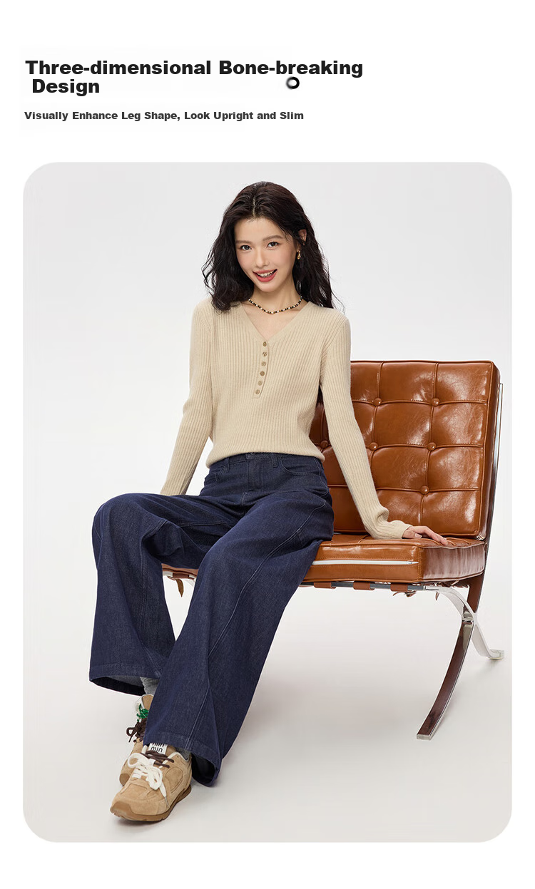 Giordano Original Color Jeans for Women, Heavyweight Micro-Stretch High-Waist Pants, Lazy Wide-Leg Jeans 05415686 6