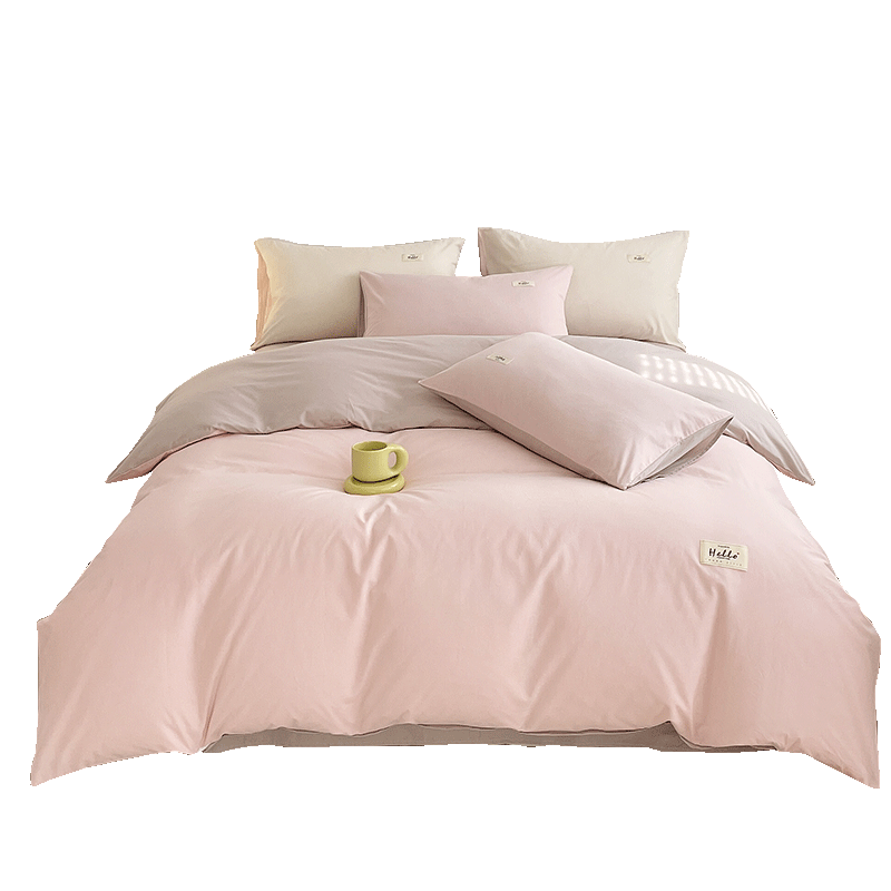 Hodo Pure Cotton Duvet Cover, Single Piece, Xinjiang All-Cotton Quilt Cover, for Single Student Dormitory Bedding, 160*210cm, Light Pink + Bean Paste