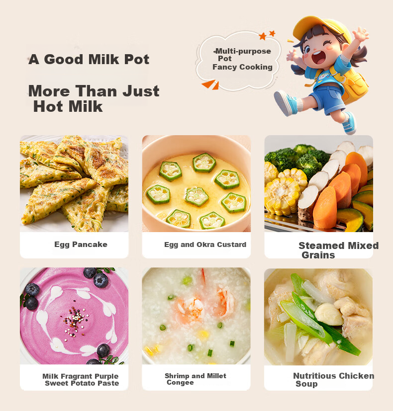 Joyoung Milk Pot, Thickened 316L Stainless Steel, No Coating, Baby Food Pot, Snow Plate Pot, Small Milk Pot, Soup Pot, 16cm, Free Steamer Insert Included 7
