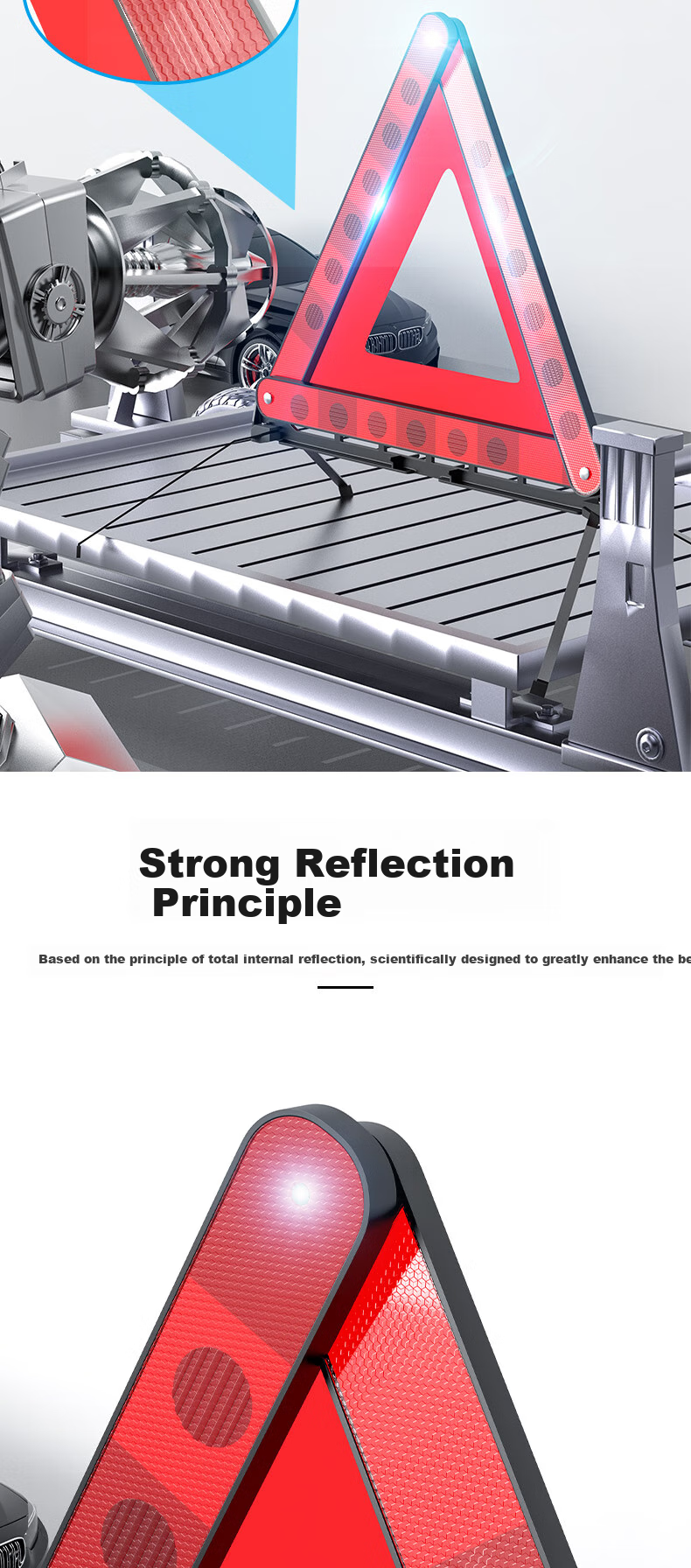 Huangchi National Standard Tripod Warning Sign, Triangular Support, Car Tripod Warning Sign, Vehicle-Mounted Emergency Rescue, Foldable 4
