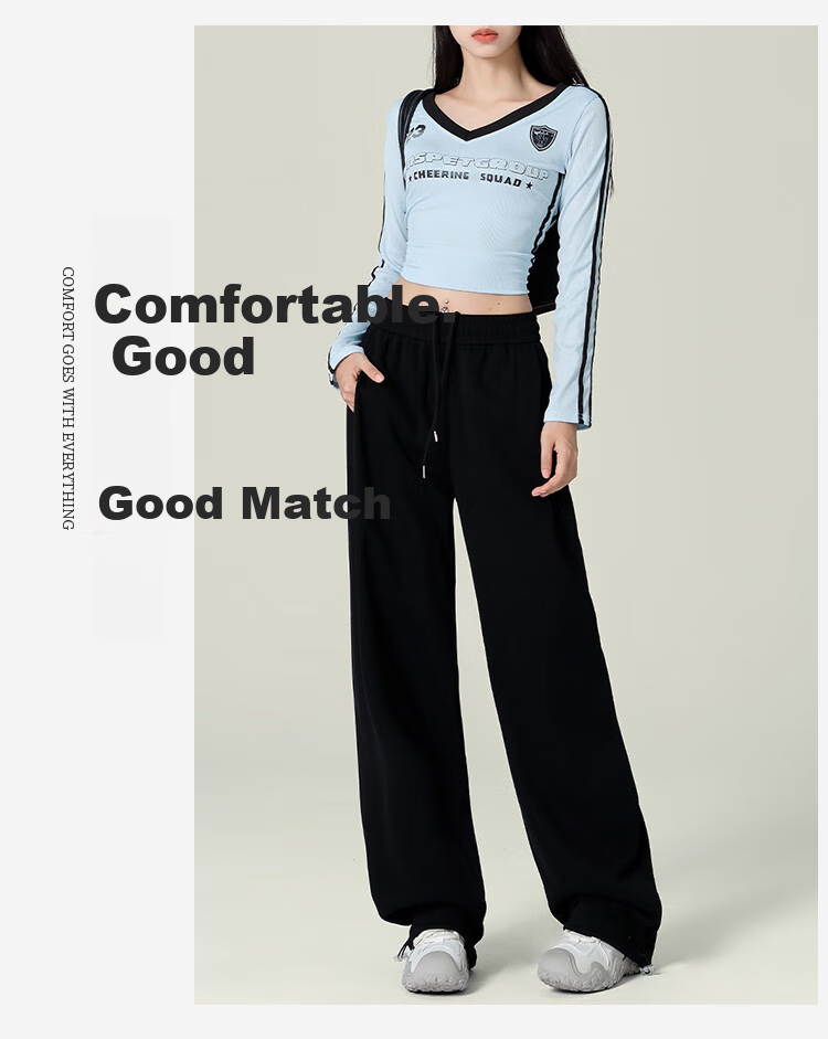 Yipintiancheng 2025 Autumn Straight-Leg Wide-Leg Casual Pants, Women's Knitted Sweatpants, High-End Loose-Fitting Slimming Joggers 3