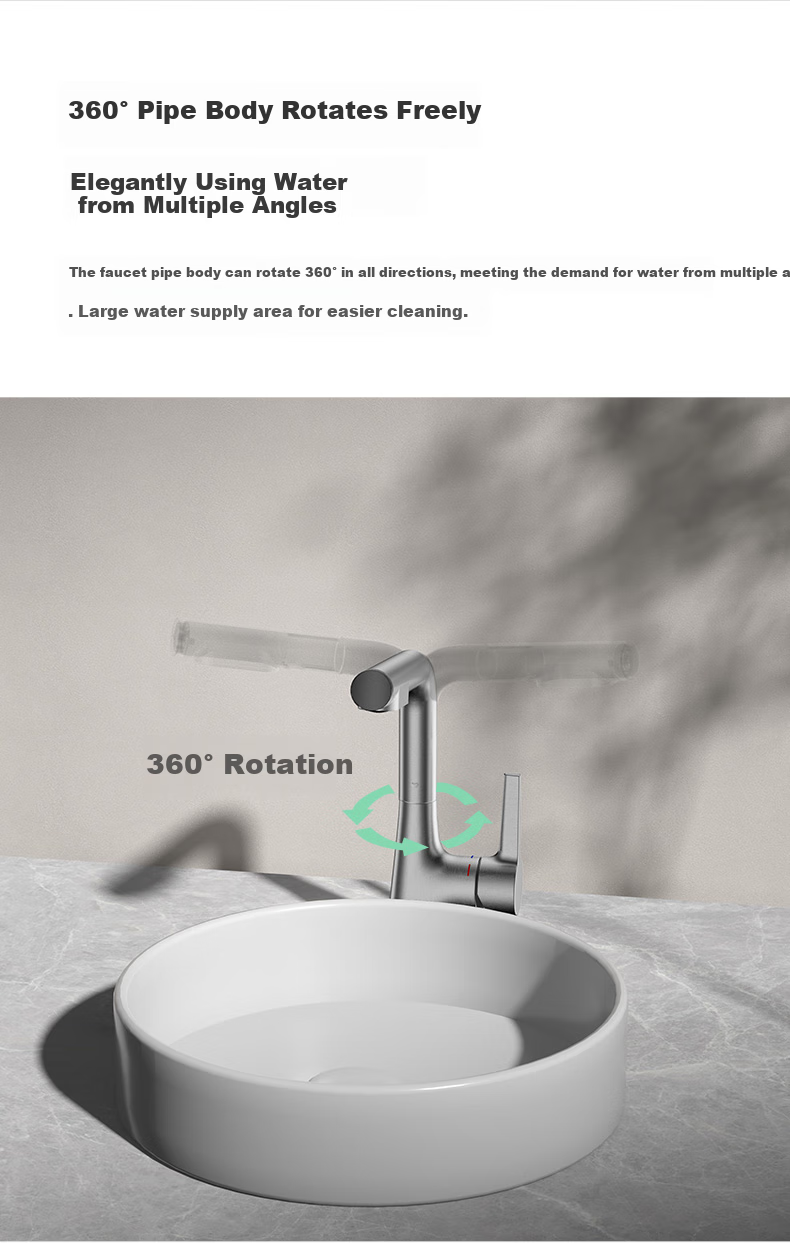 JOMOO Basin Faucet, Multifunctional Pull-Out One-Button Water Stop, Dual Control Hot And Cold Water Outlet, Elegant 32397-594/KB 8