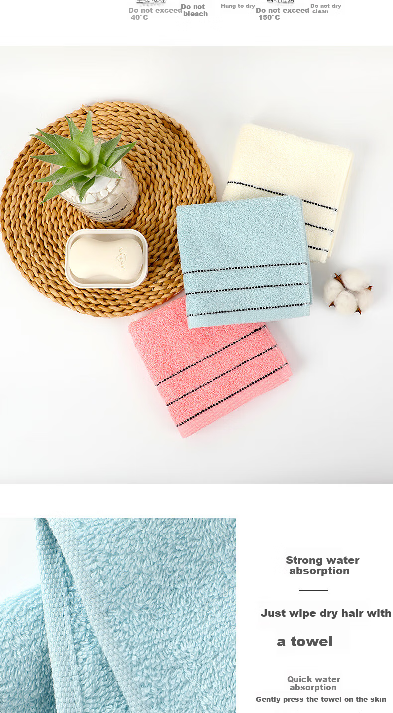 Grace Pure Cotton 5A Antibacterial Towel for Women, Home And Hotel Use, Men's Solid Color Satin Edge Face Towel, All-Cotton Blue + Gray Sports 8